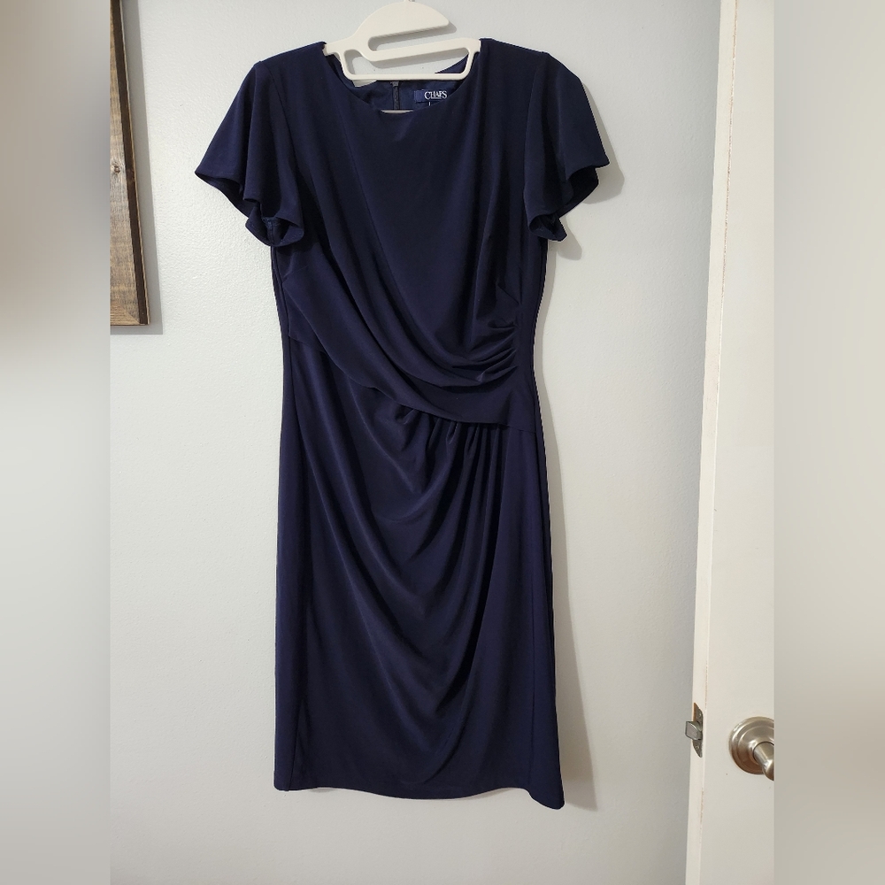 Chaps Wrap Waist Mini Dress Navy Blue Size Small